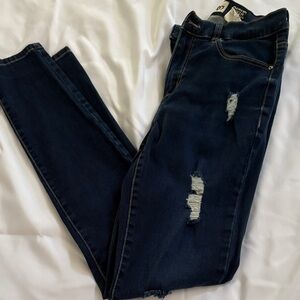 Garage Dark Blue Distressed Skinny Jeans